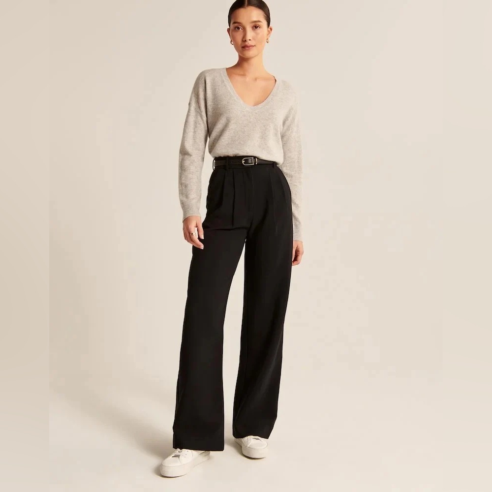 Black Wide Leg High-Waisted Pants